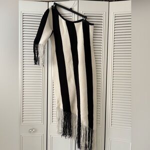 Black and White Striped Fringe Dress